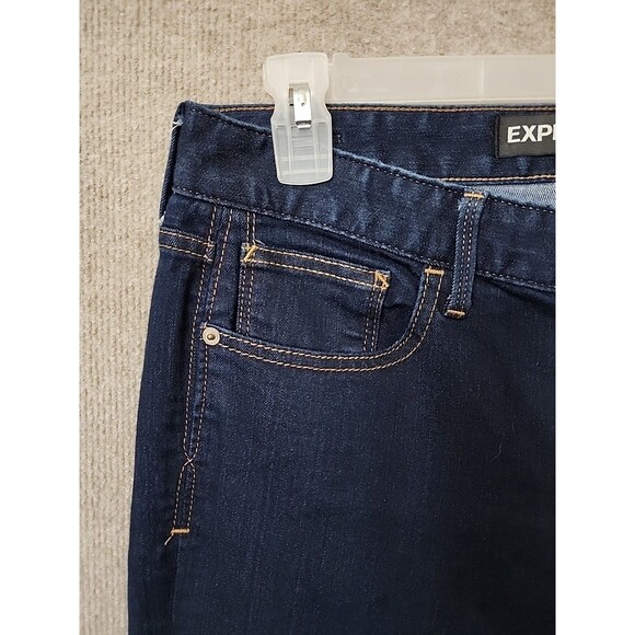 Express Stella Barely Boot Cut Jeans Womens 10 Blue Dark Wash Stretch Low Rise - Picture 2 of 9